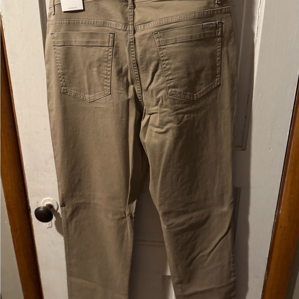 NWT Calvin Klein Beige Slim Fit Khaki Chinos - Picture 2 of 6